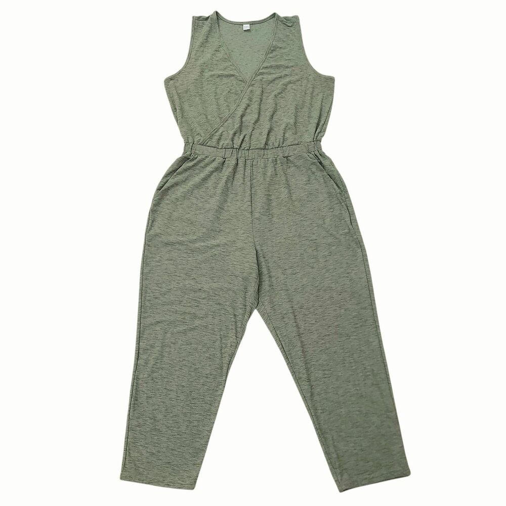 Old Navy Active Womens Large Green Jumpsuit Breathe ON Cross-Front Sleeveless